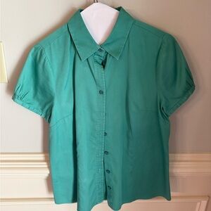 The Limited Green Puff Sleeve Button Down Shirt